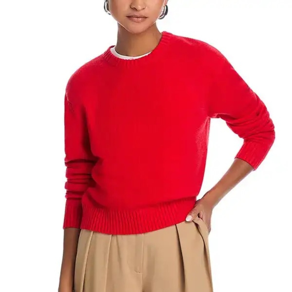 NWT Good American Women’s Cozy Crew Neck Sweater in Grenadine Red Size 2XL